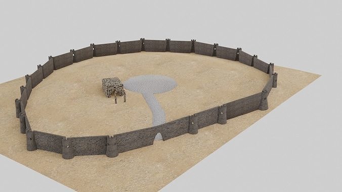 Medieval Fortress Walls Scene Low-poly 3D model