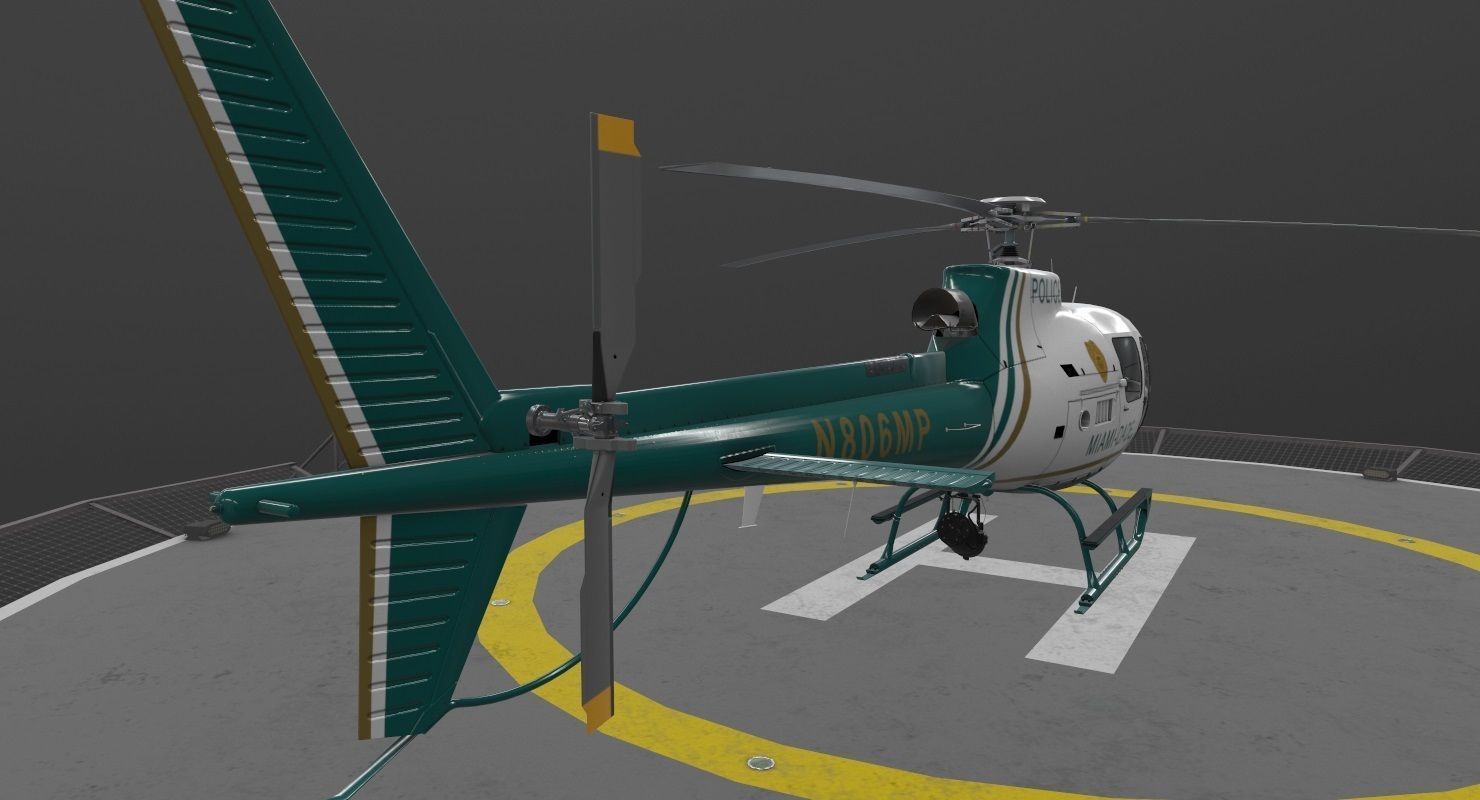 AS-350 Miami Dade Police Low-poly 3D model_3