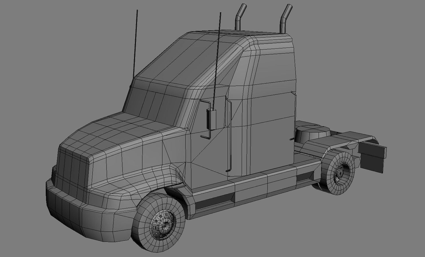 Semi Truck Low-poly 3D model_4