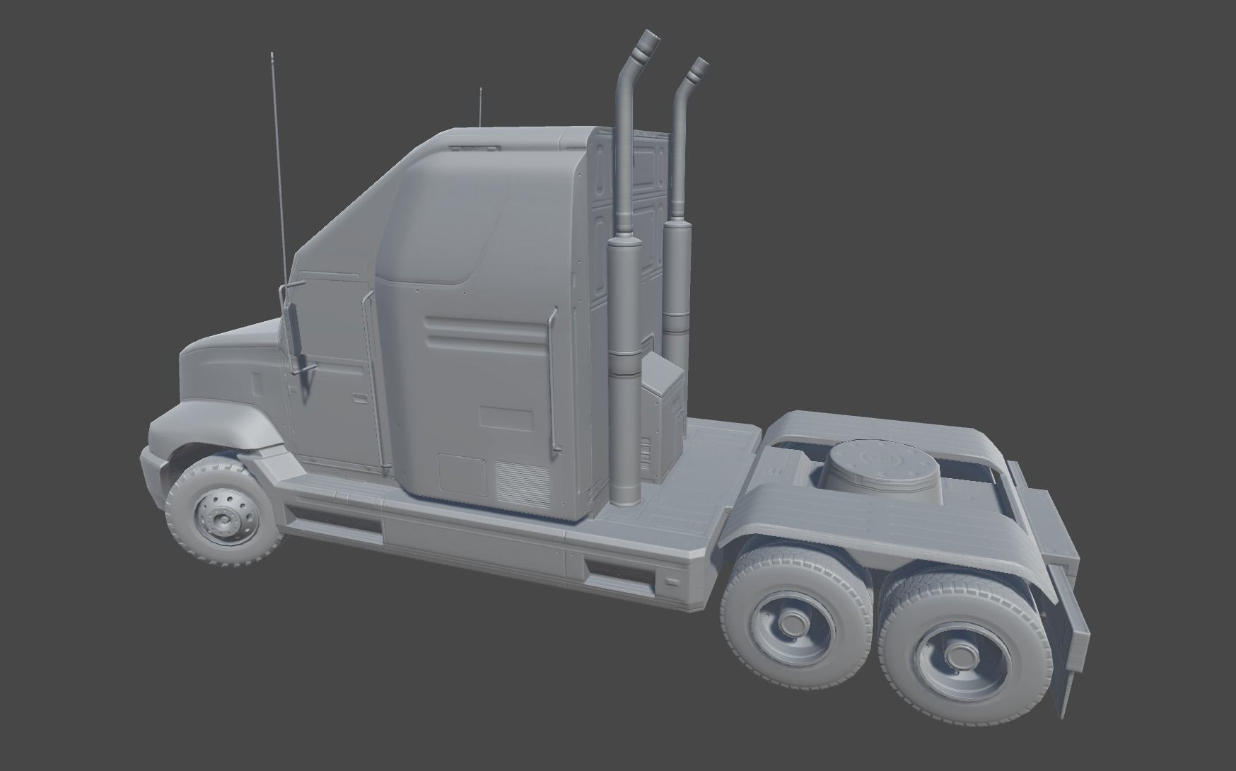 Semi Truck Low-poly 3D model_6