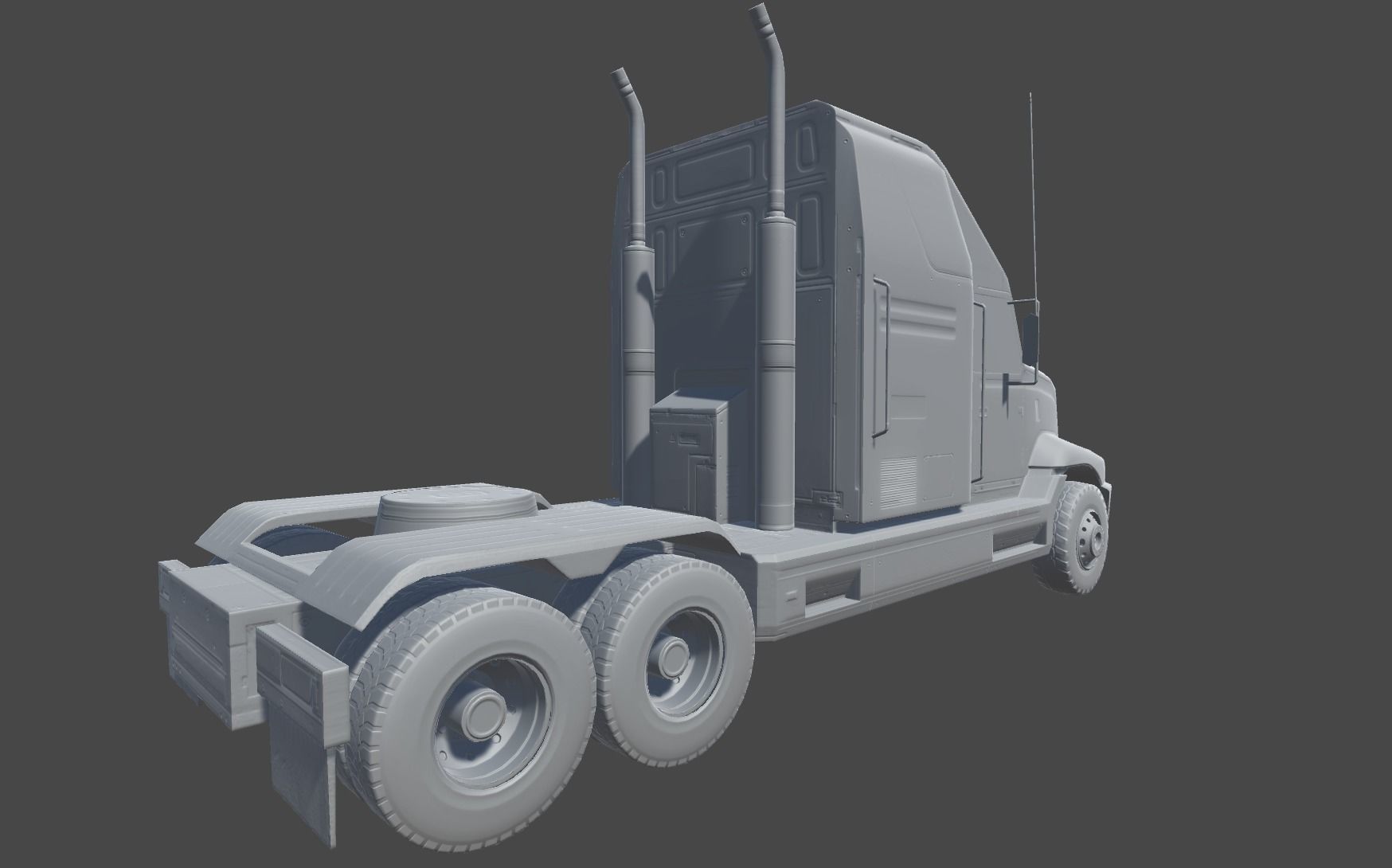 Semi Truck Low-poly 3D model_8