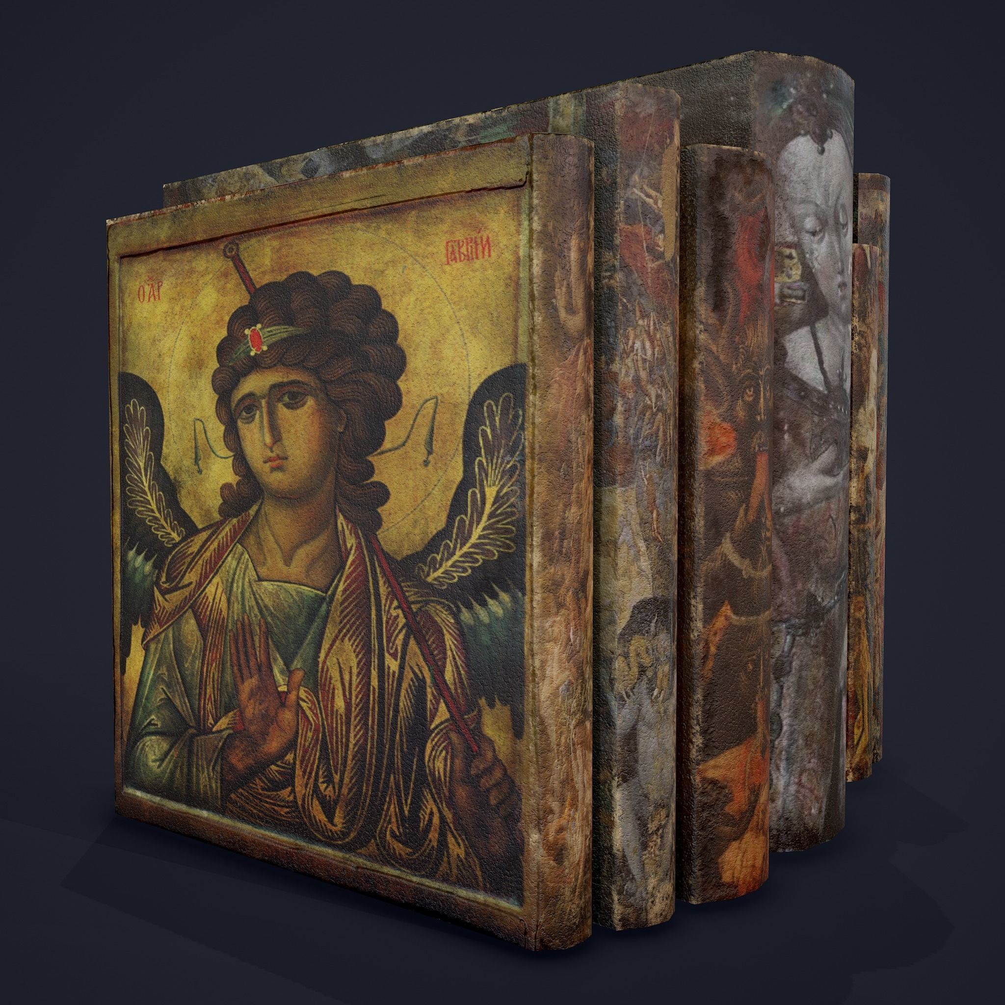 Medieval Books Row 3 Designs 1 2 and 3 3D Model Collection_30