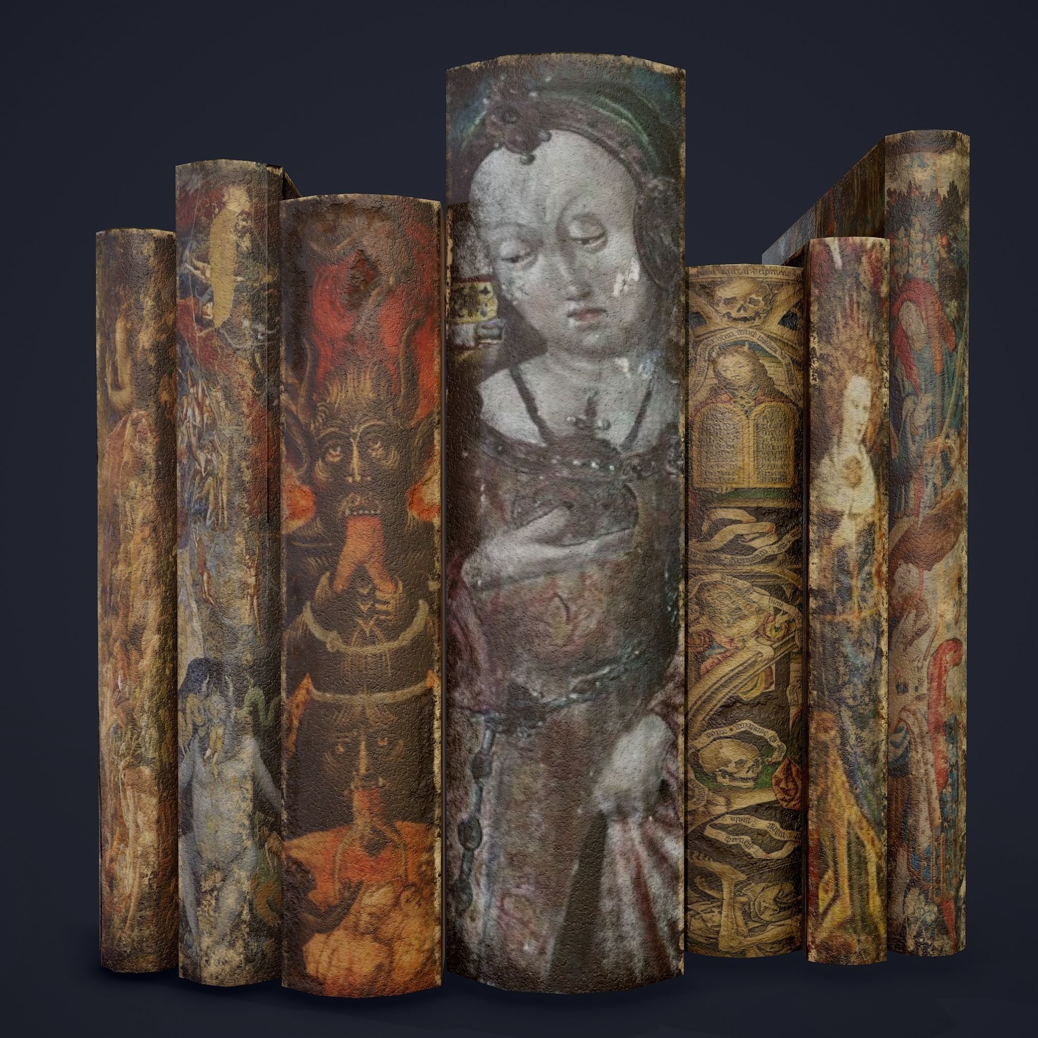 Medieval Books Row 3 Designs 1 2 and 3 3D Model Collection_29