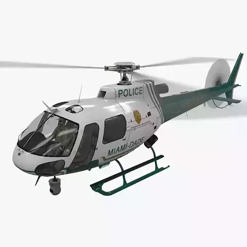 AS-350 Miami Dade Police Animated Low-poly 3D model