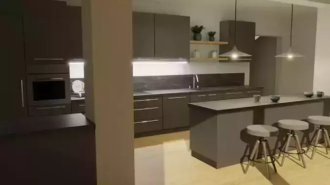 Kitchen Dark Design  3D model