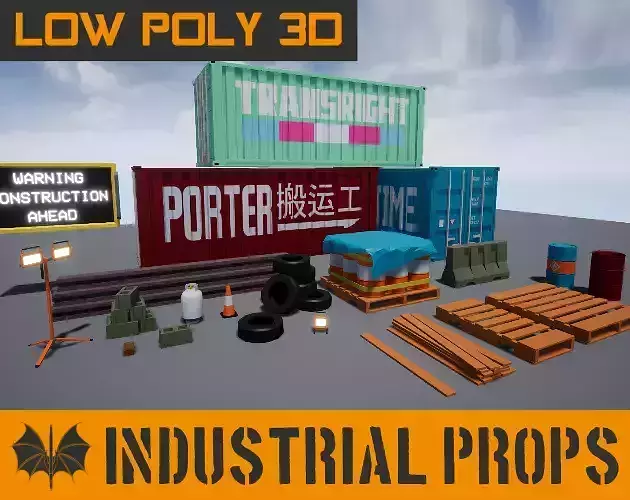 Low-Poly Industrial Props Pack