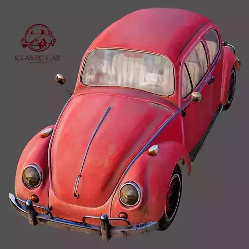 Beetle car  Low-poly 3D model