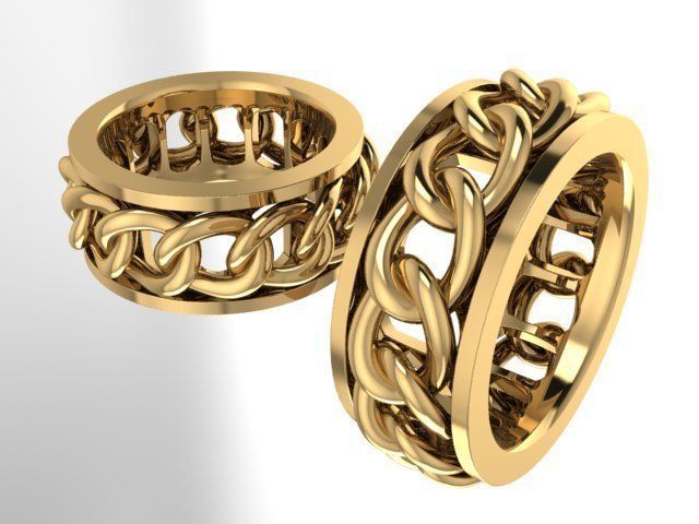 Chain Wedding Gold Ring 3D print model_1