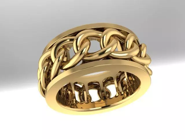 Chain Wedding Gold Ring 3D print model_0