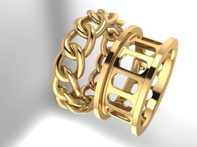 Chain Wedding Gold Ring 3D print model_3