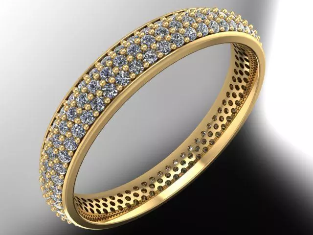 3 diamond lines wedding ring 3D print model_0