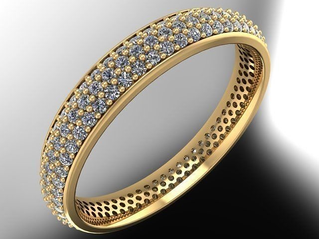 3 diamond lines wedding ring 3D print model
