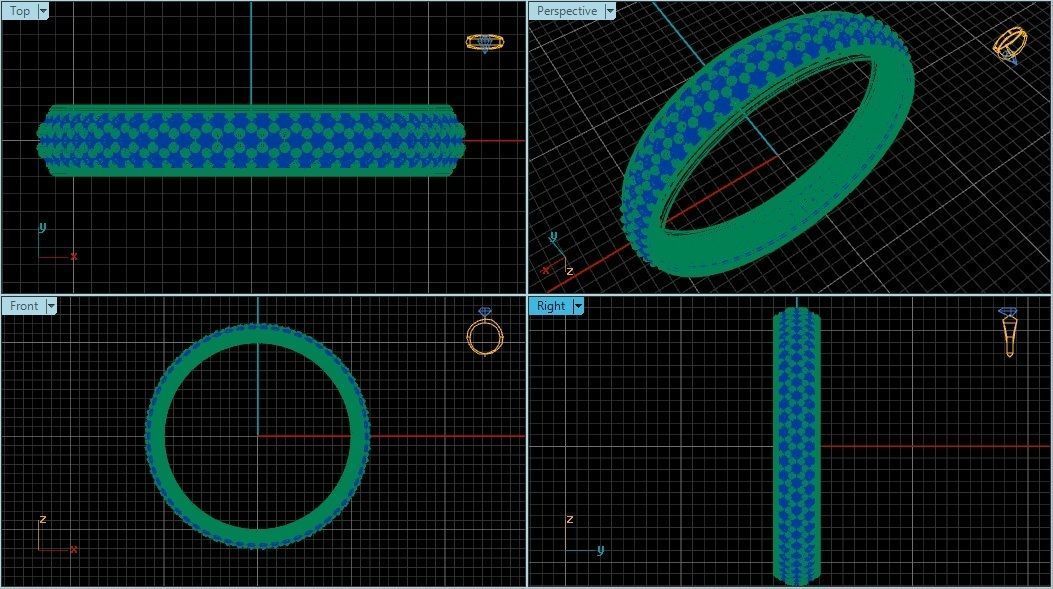3 diamond lines wedding ring 3D print model_1