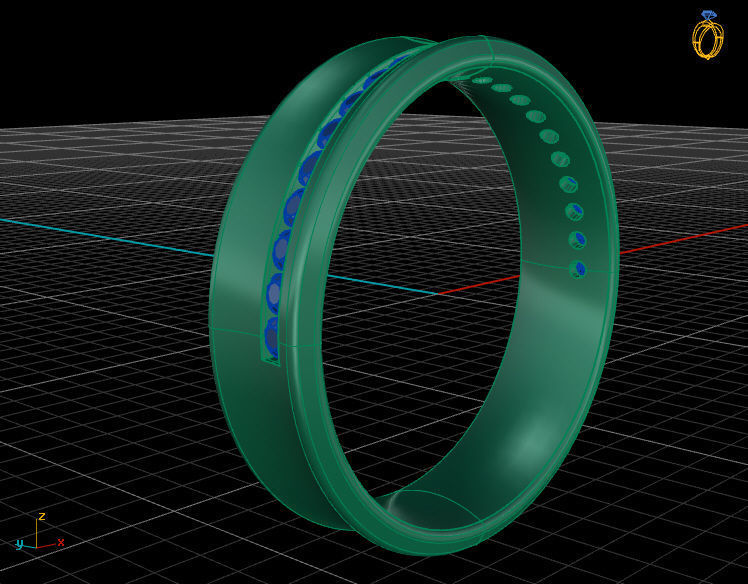Diamond line wedding ring 3D print model_3