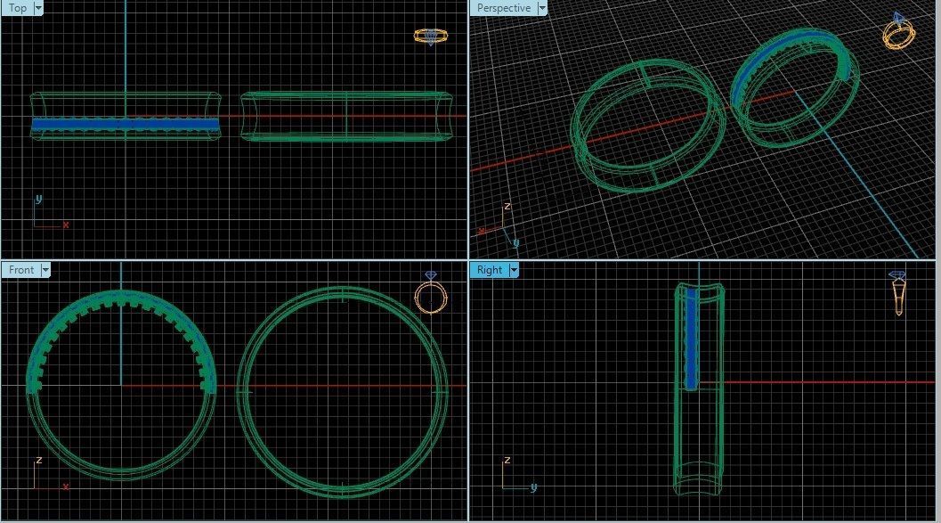 Diamond line wedding ring 3D print model_1