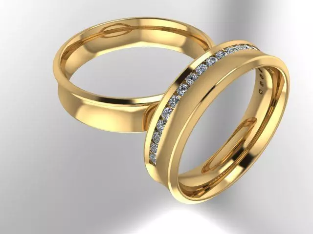 Diamond line wedding ring 3D print model_0