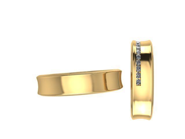 Diamond line wedding ring 3D print model_2