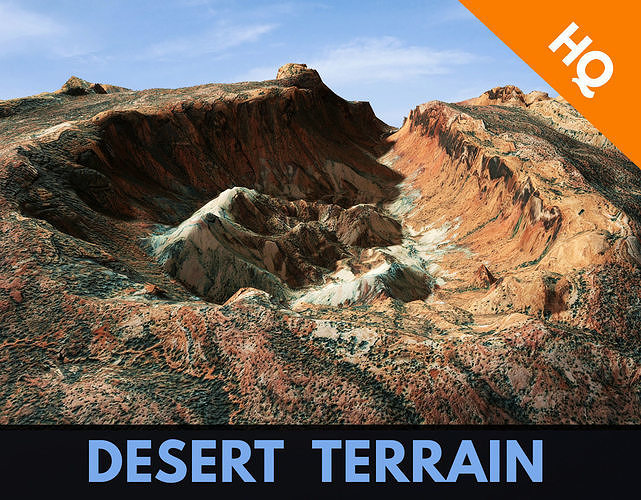 Desert Terrain Canyon Surface Landscape PBR 20 Low-poly 3D model