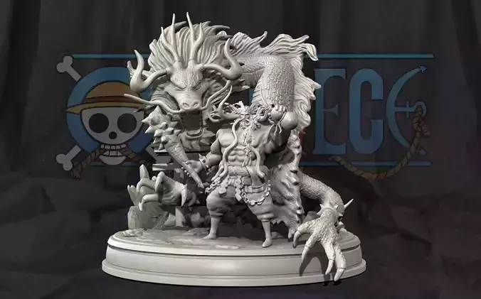 kaido king of the beasts dragon  - one piece 3d print statue  3D print model