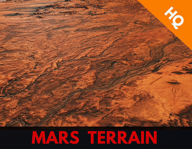 Mars Planet Landscape Desert Terrain Valley 10x10km PBR 04 Low-poly 3D model