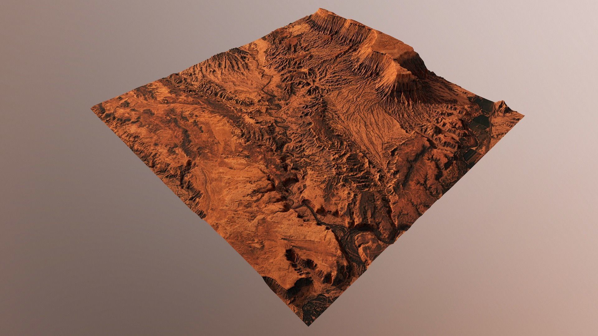 Mars Planet Landscape Desert Terrain Valley 10x10km PBR 01 Low-poly 3D model_23