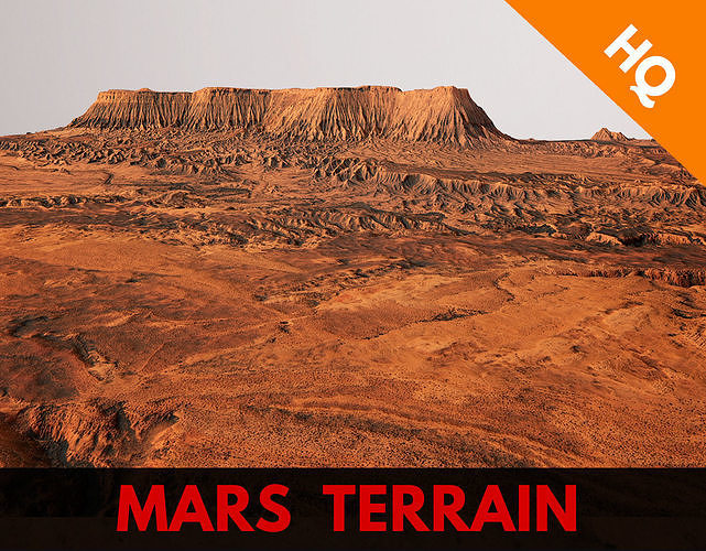 Mars Planet Landscape Desert Terrain Valley 10x10km PBR 01 Low-poly 3D model