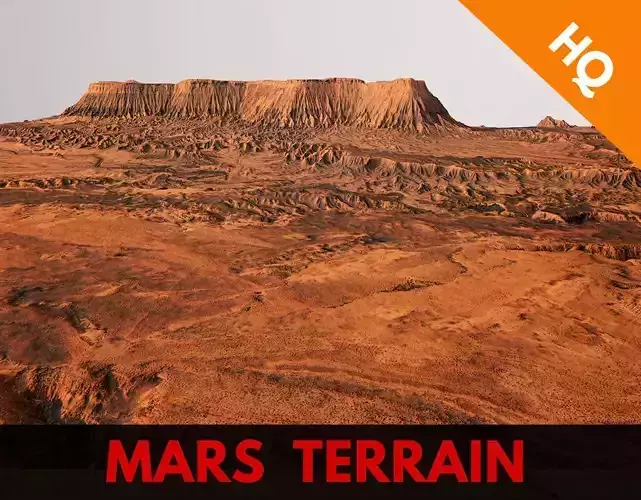 Mars Planet Landscape Desert Terrain Valley 10x10km PBR 01 Low-poly 3D model