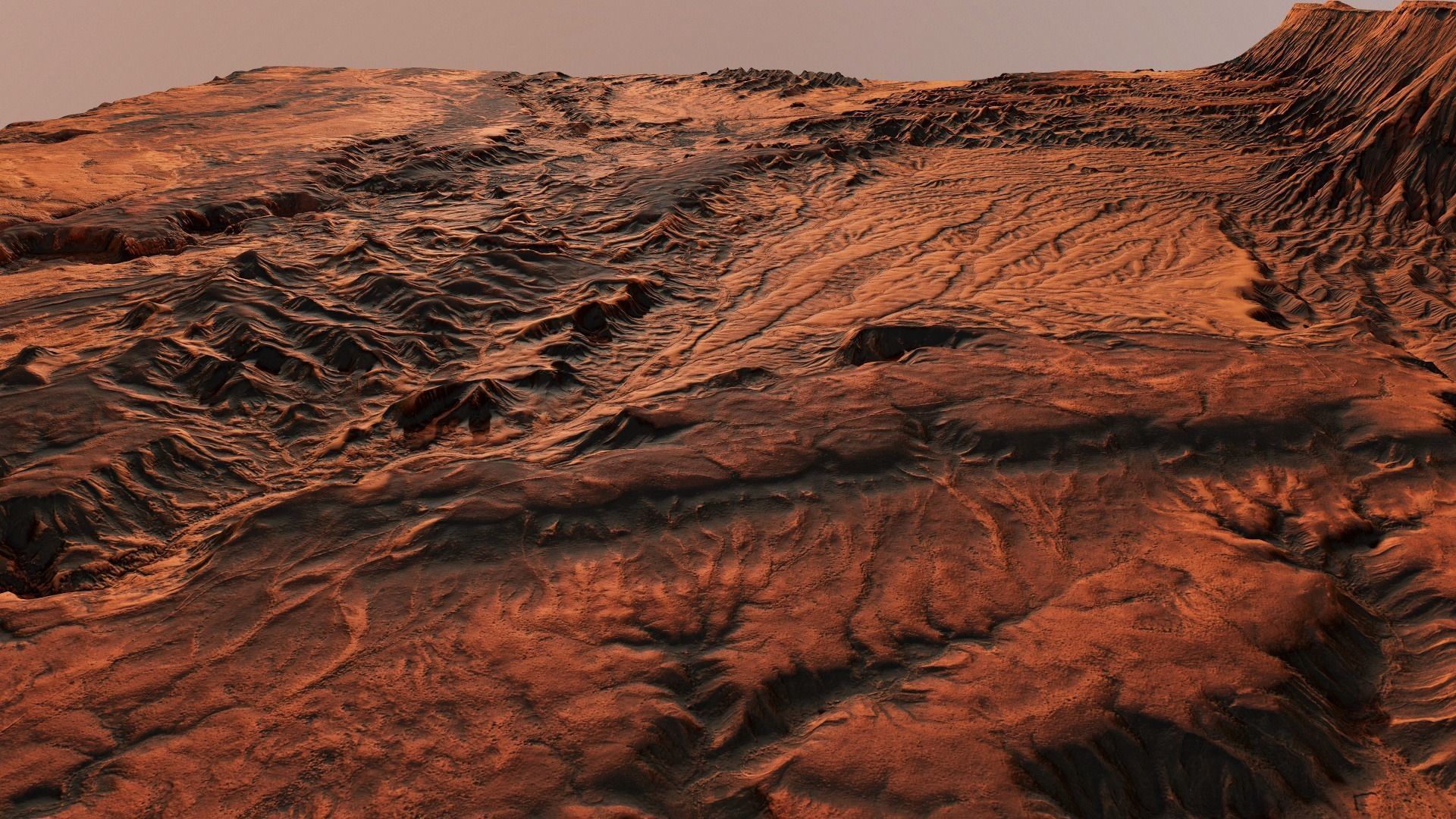 Mars Planet Landscape Desert Terrain Valley 10x10km PBR 01 Low-poly 3D model_11