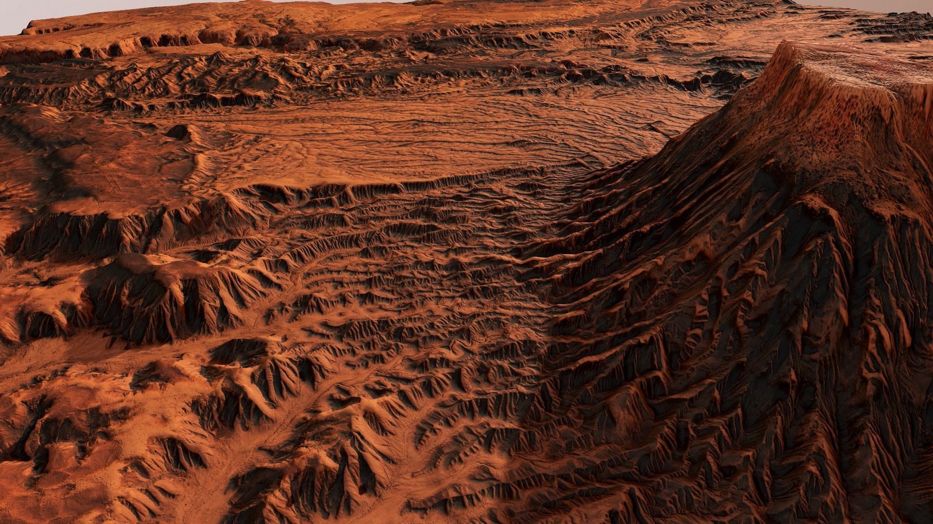 Mars Planet Landscape Desert Terrain Valley 10x10km PBR 01 Low-poly 3D model_7