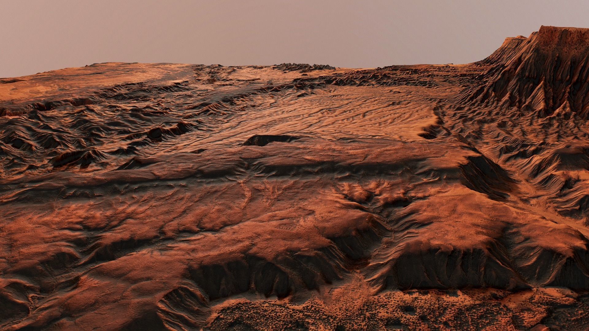 Mars Planet Landscape Desert Terrain Valley 10x10km PBR 01 Low-poly 3D model_6