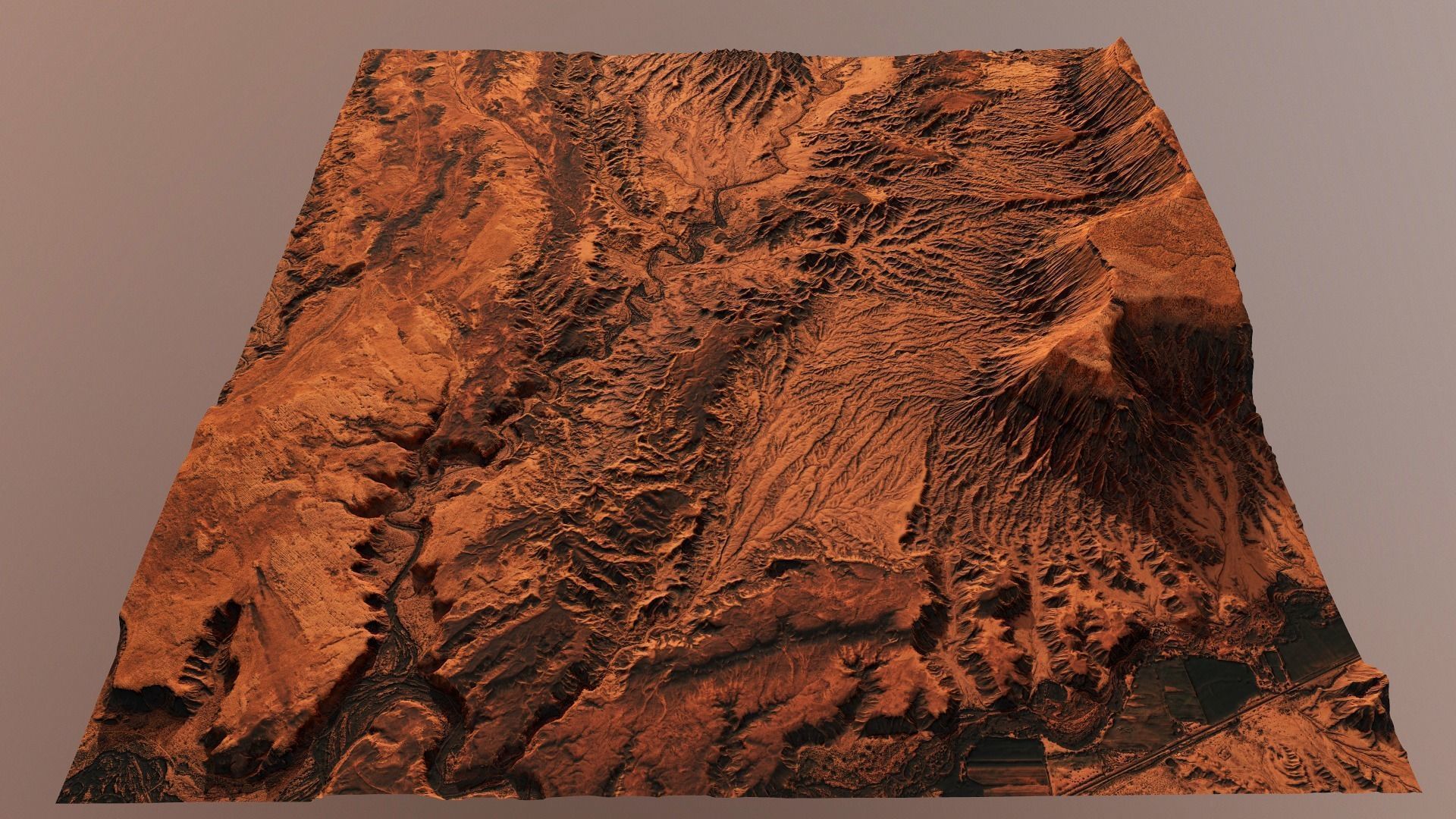 Mars Planet Landscape Desert Terrain Valley 10x10km PBR 01 Low-poly 3D model_24