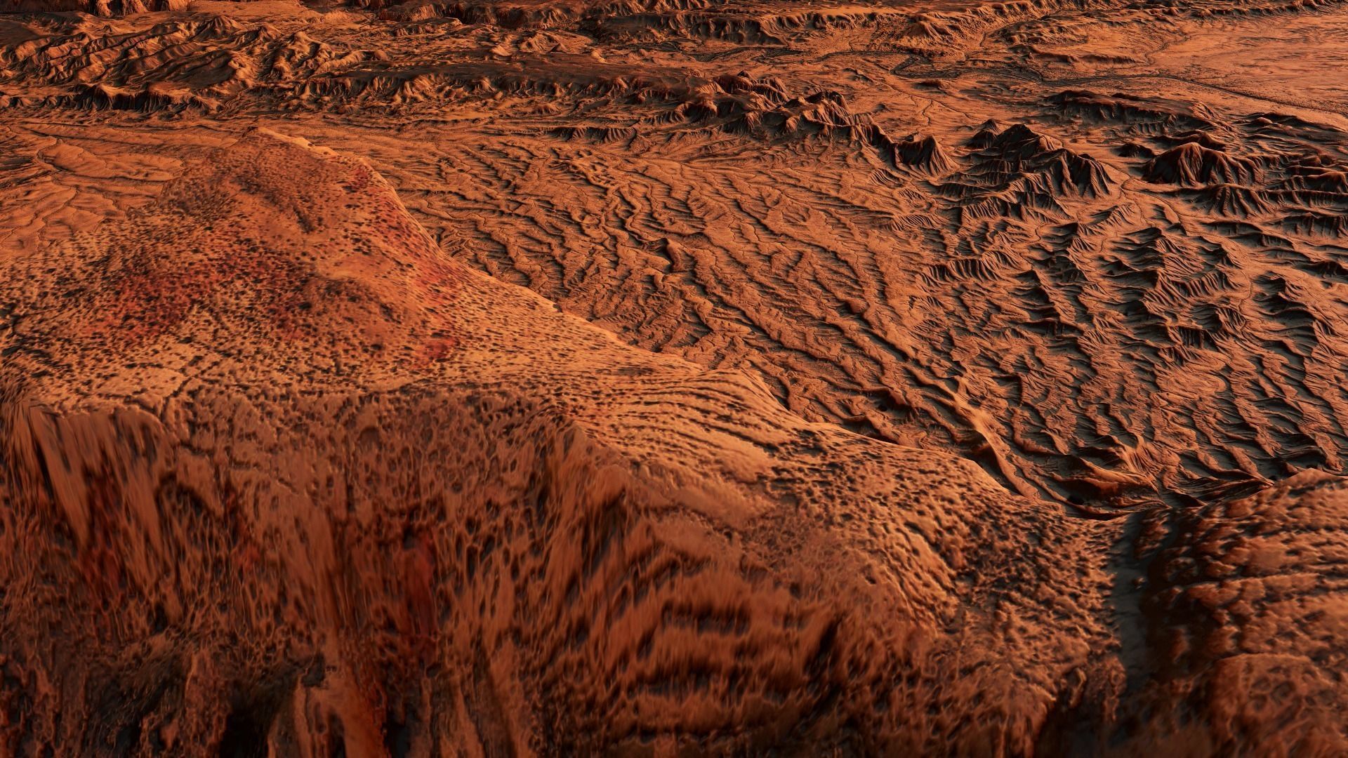 Mars Planet Landscape Desert Terrain Valley 10x10km PBR 01 Low-poly 3D model_13