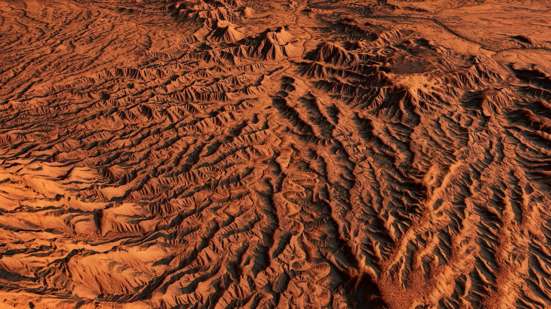 Mars Planet Landscape Desert Terrain Valley 10x10km PBR 01 Low-poly 3D model_4