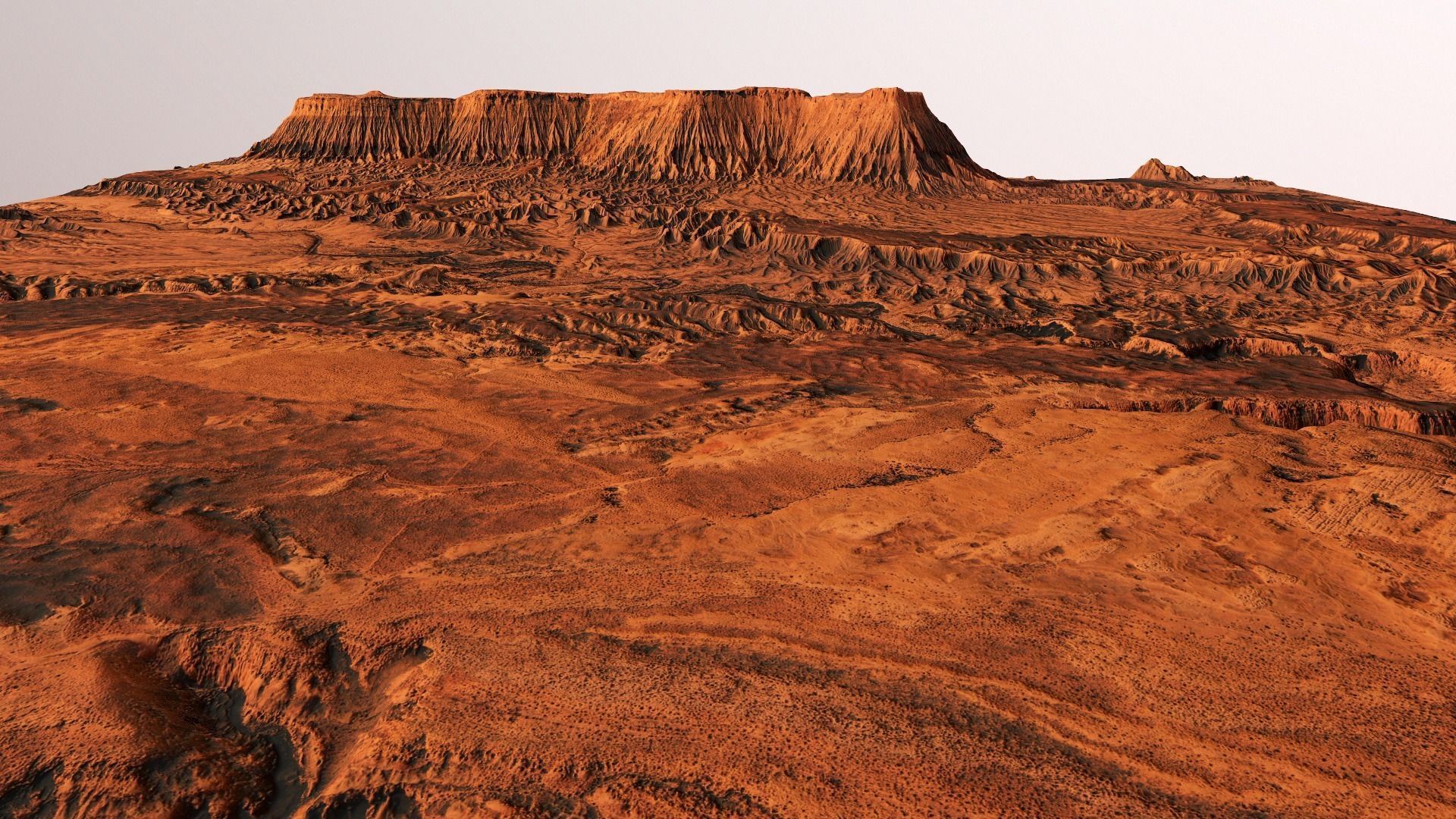 Mars Planet Landscape Desert Terrain Valley 10x10km PBR 01 Low-poly 3D model_2