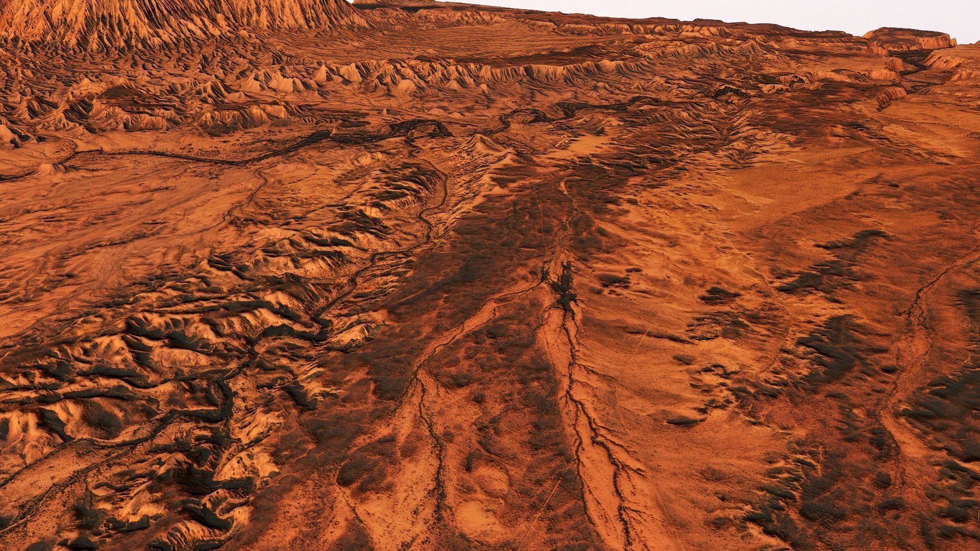Mars Planet Landscape Desert Terrain Valley 10x10km PBR 01 Low-poly 3D model_14