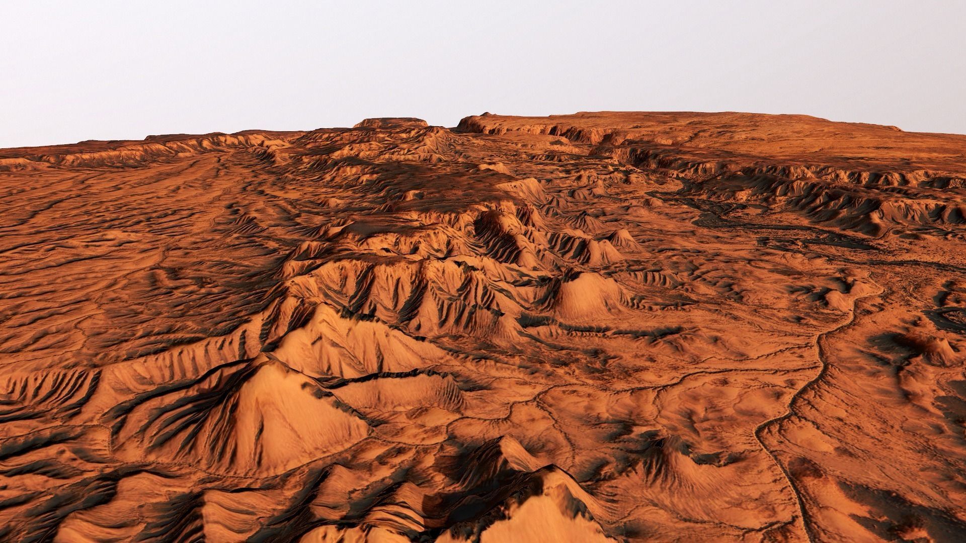 Mars Planet Landscape Desert Terrain Valley 10x10km PBR 01 Low-poly 3D model_15