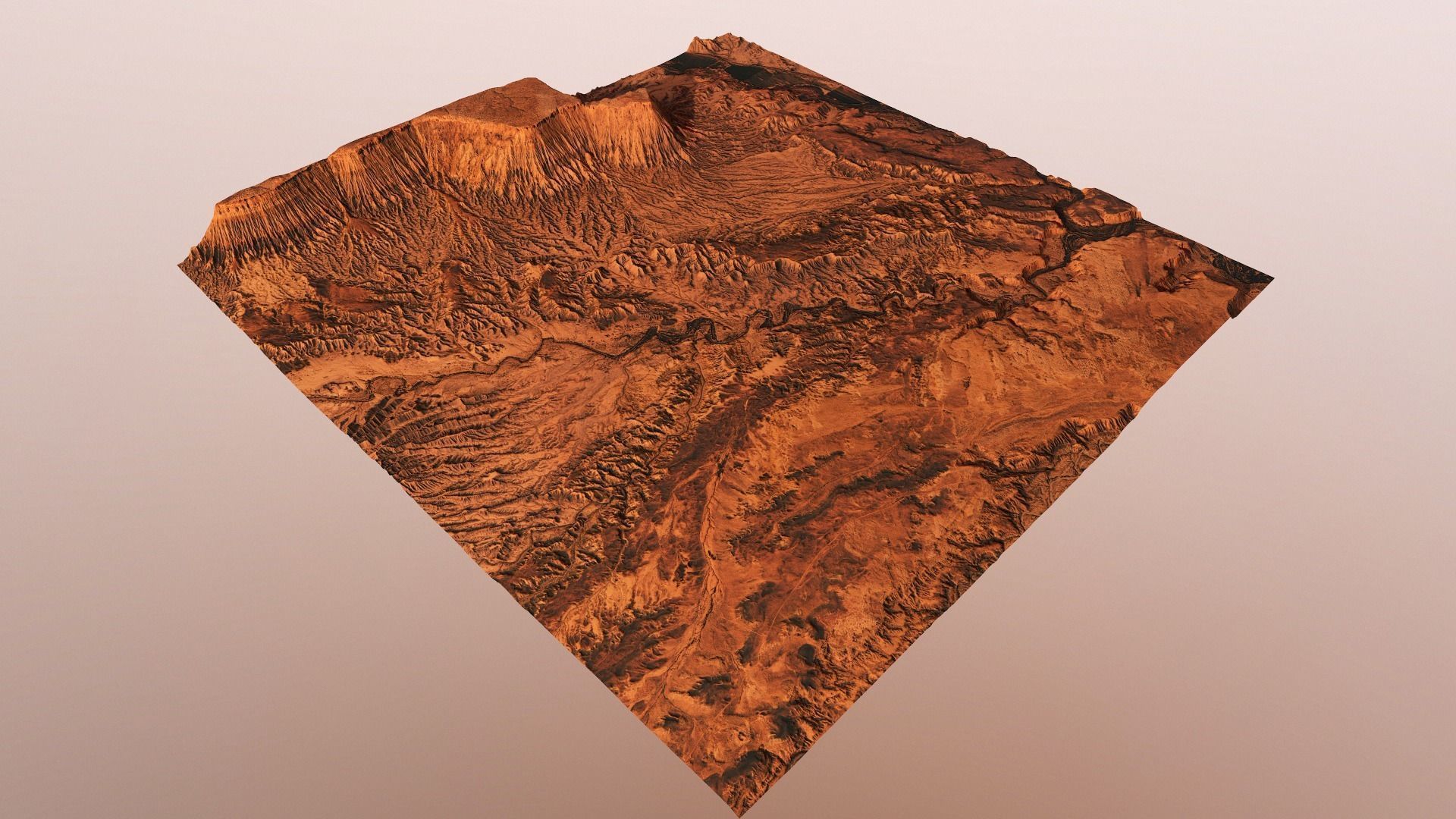 Mars Planet Landscape Desert Terrain Valley 10x10km PBR 01 Low-poly 3D model_22
