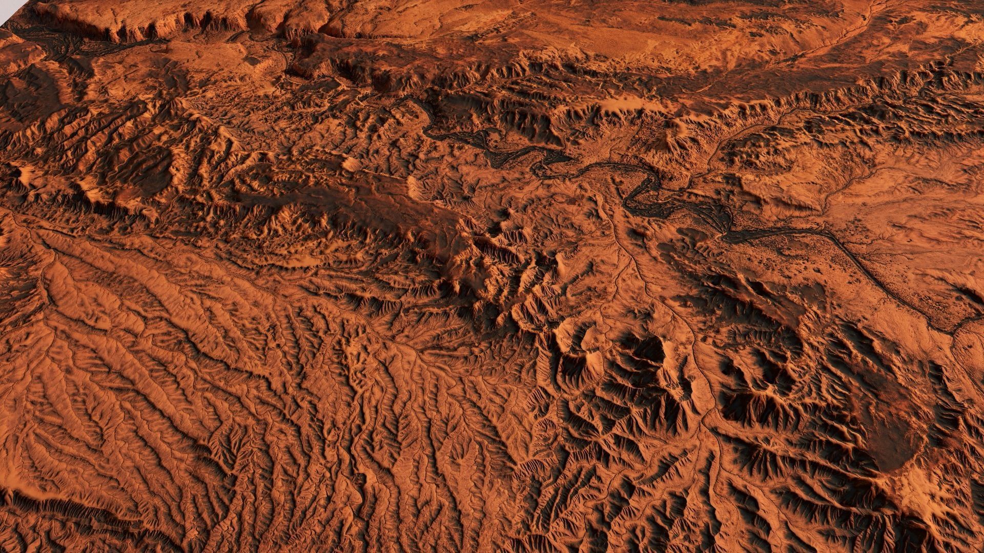 Mars Planet Landscape Desert Terrain Valley 10x10km PBR 01 Low-poly 3D model_21