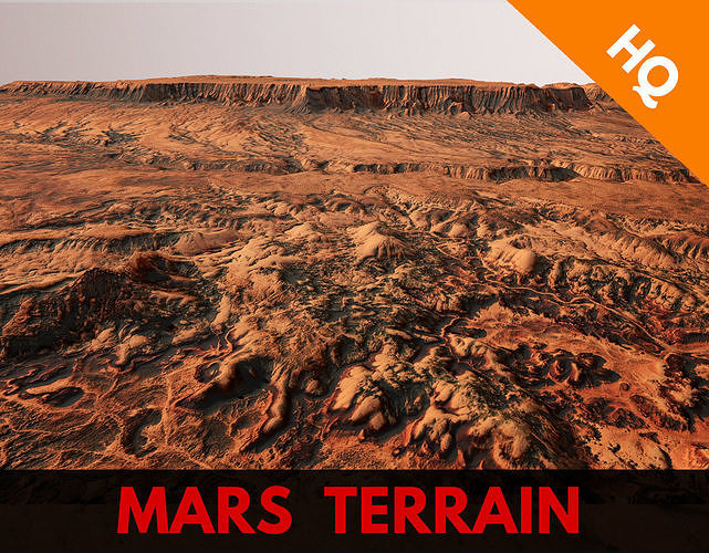 Mars Planet Landscape Desert Terrain Valley 10x10km PBR 02 Low-poly 3D model