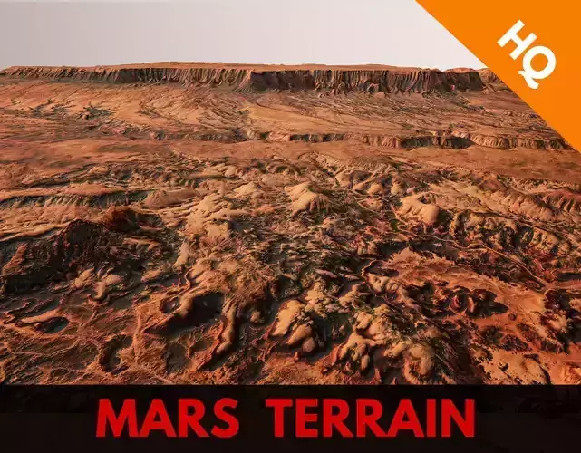 Mars Planet Landscape Desert Terrain Valley 10x10km PBR 02 Low-poly 3D model