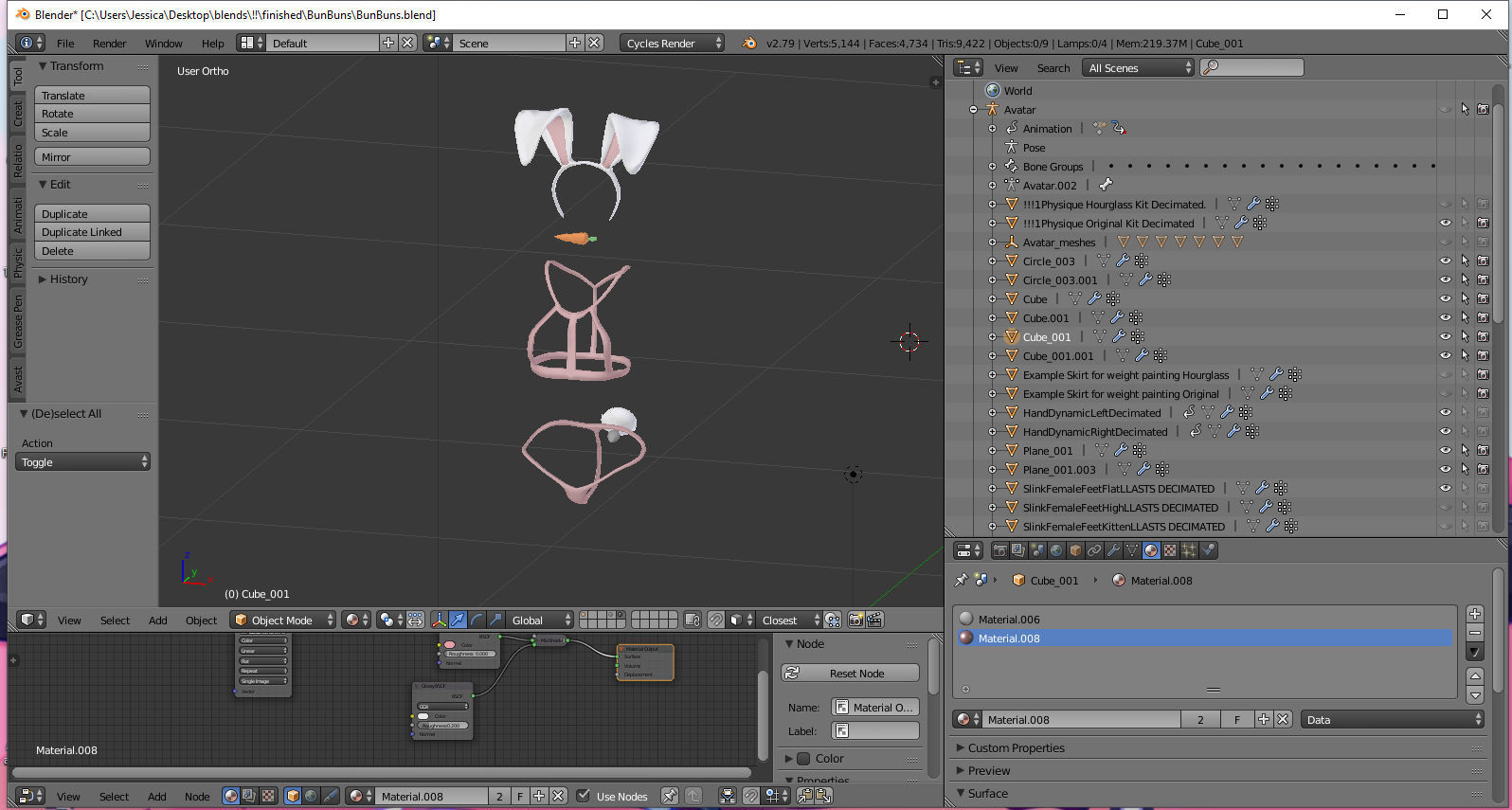 BunBuns Clothing and lingerie Set 3D model_4
