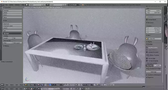 3d Easter Set - chair table food