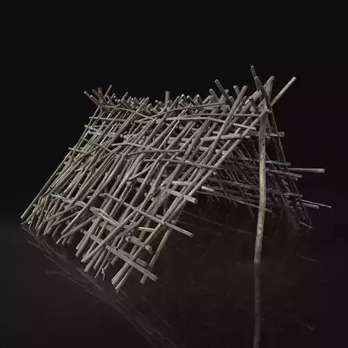 Next Gen AAA Shelter Hut made of sticks Low-poly 3D model