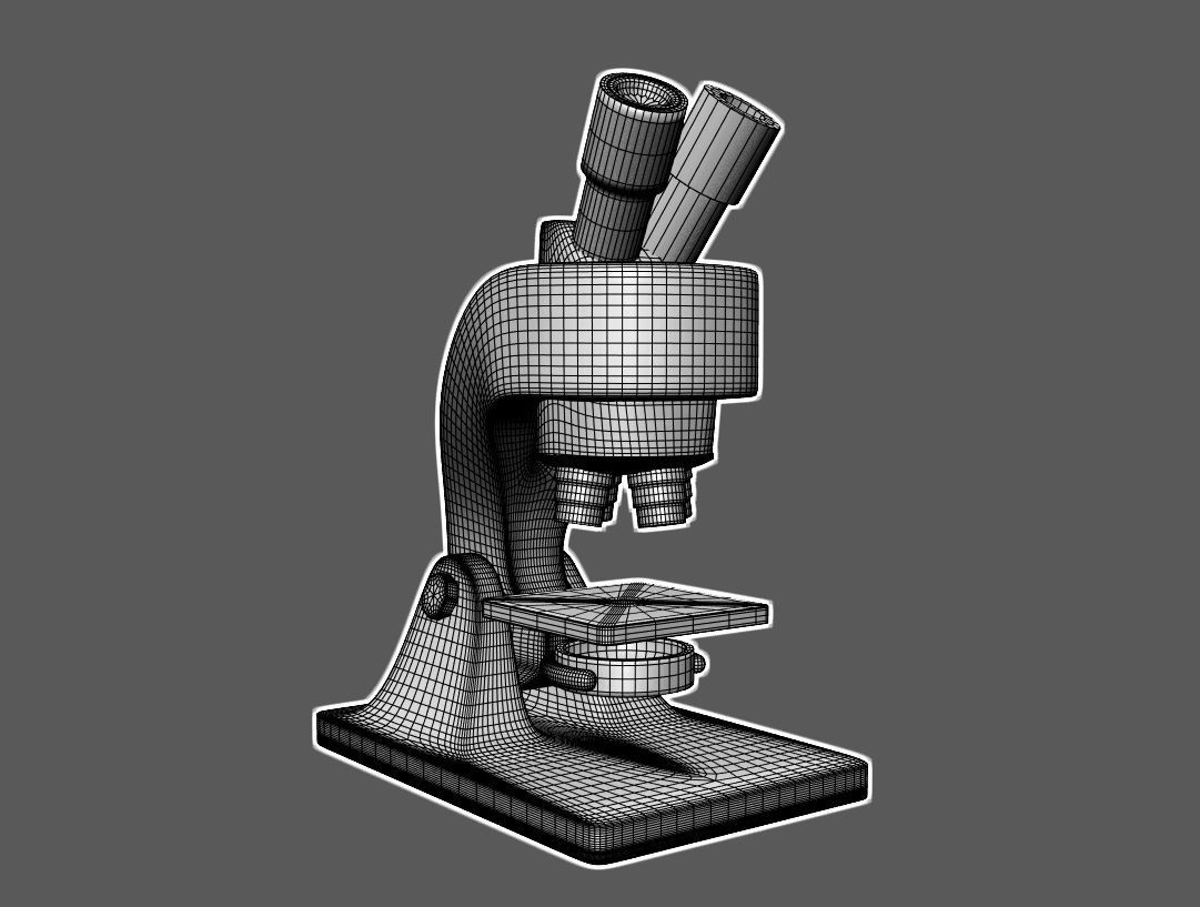Cartoon Microscope 3D model_5