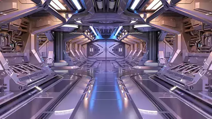 Sci-Fi Modular Corridor 2 Engine section  3D model