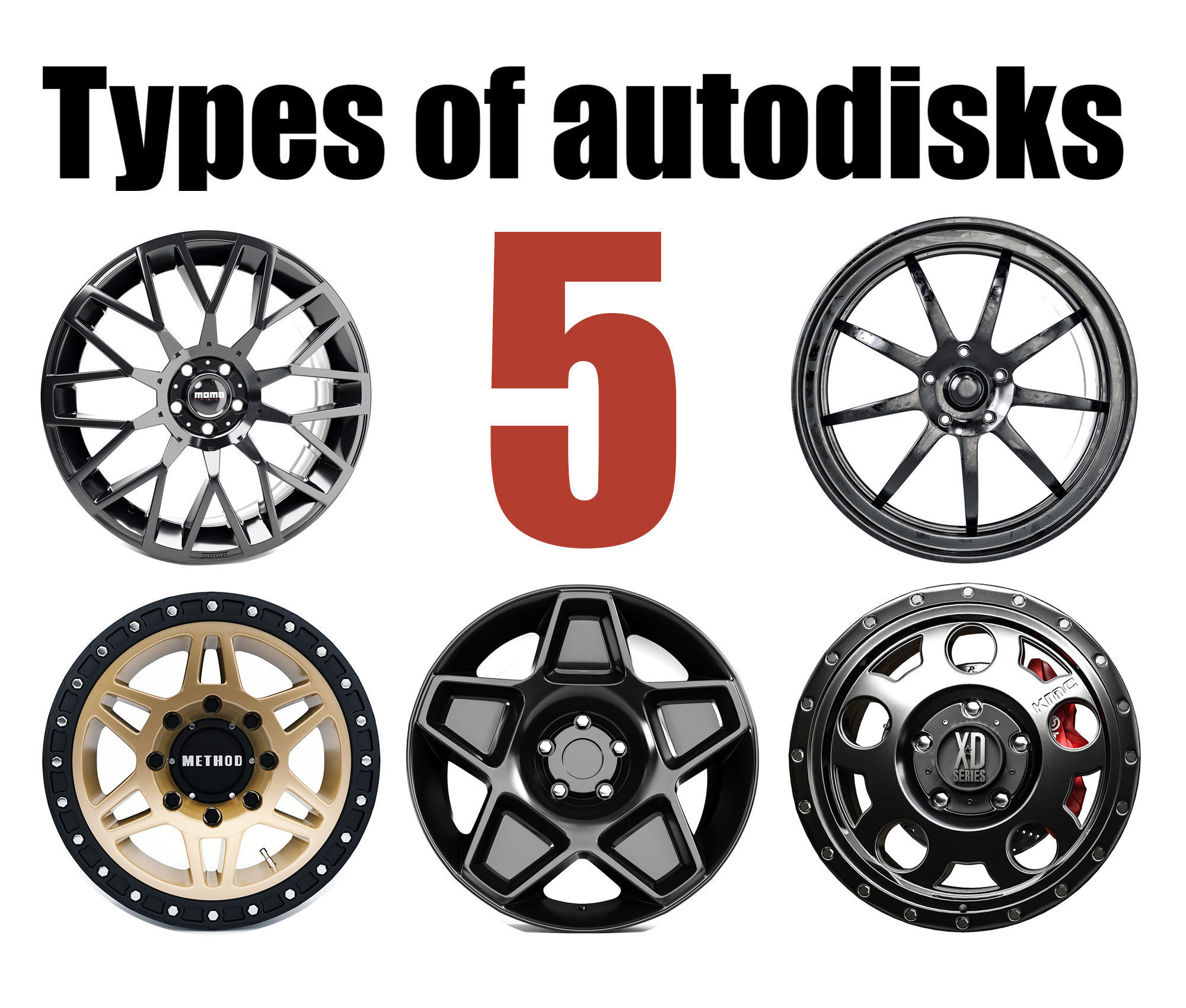 5 types of autodisks 3D Model Pack | CGTrader