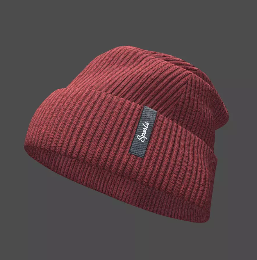 Beanie cap winter hat PBR game ready Low-poly 3D model_0