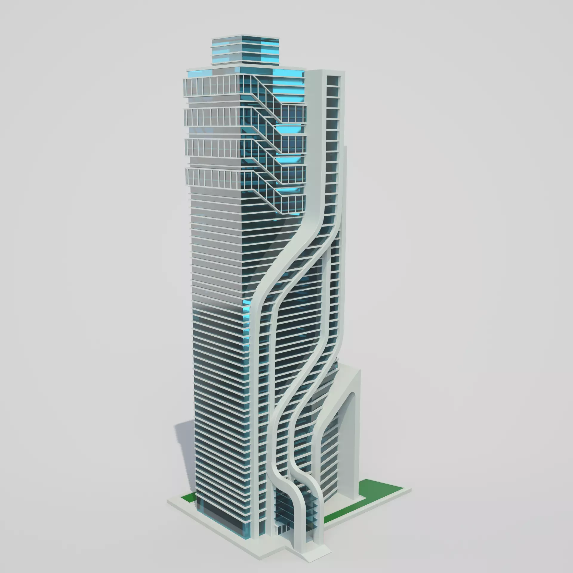 Futuristic Building 3D model_0