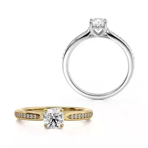 Engagement ring with the heart under the central stone