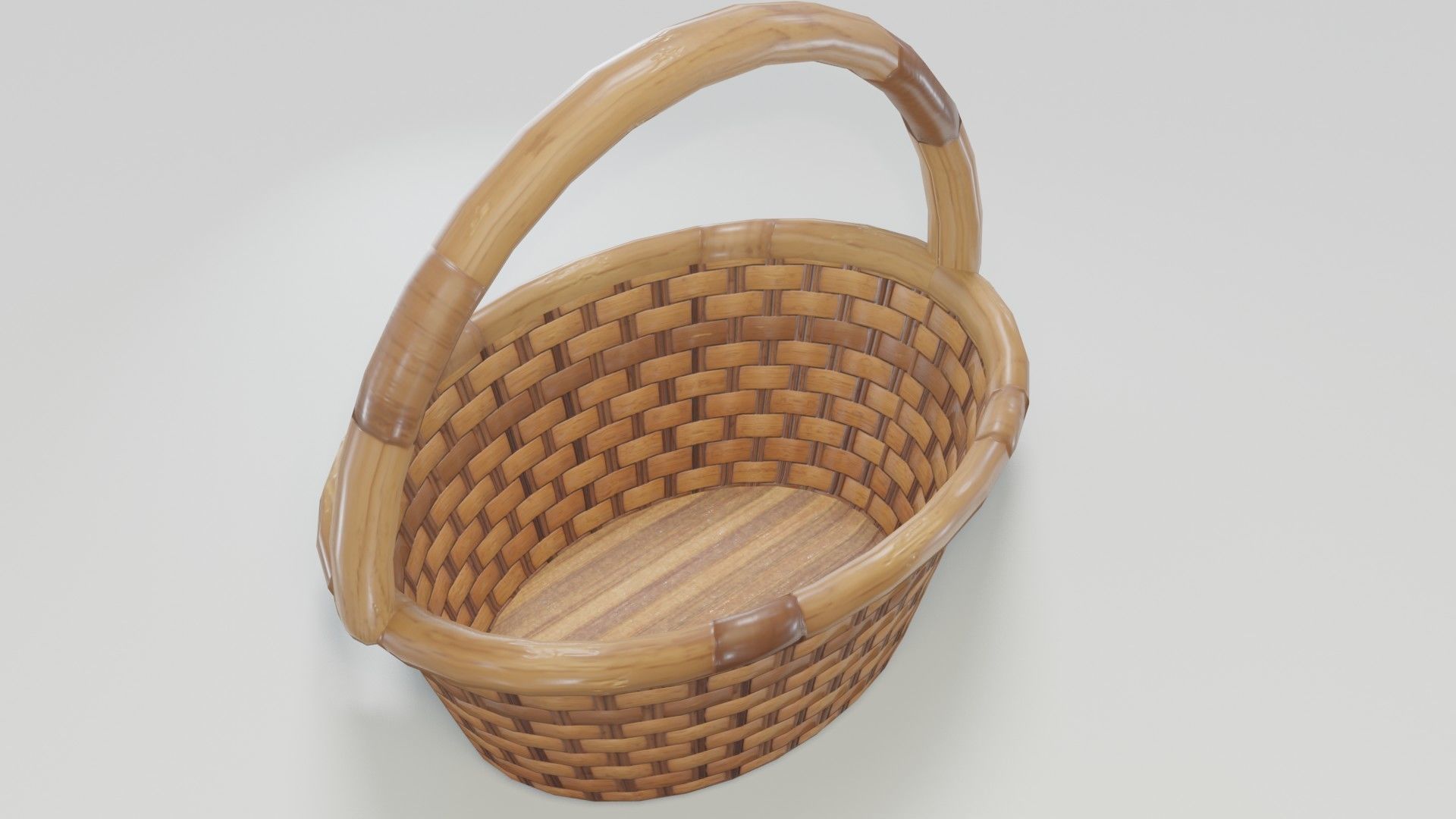 Wooden Wicker Basket 3D Model Low-poly 3D model_9